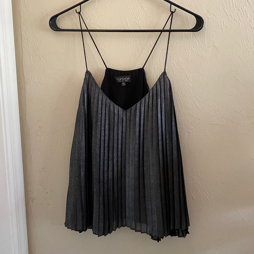 Silver/grey metallic tank top cami from Top Shop